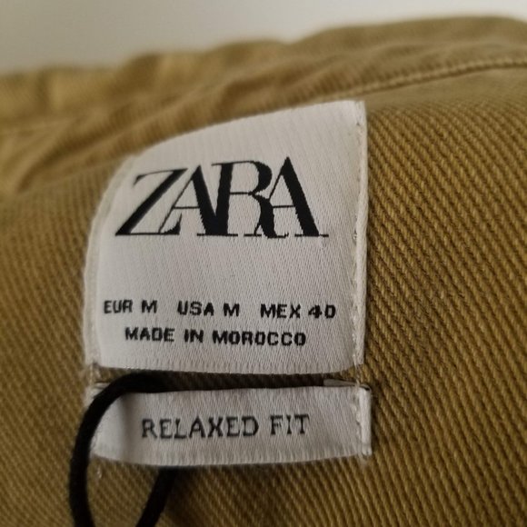 Zara Man Denim Overshirt Jacket Khaki Medium - Picture 7 of 8